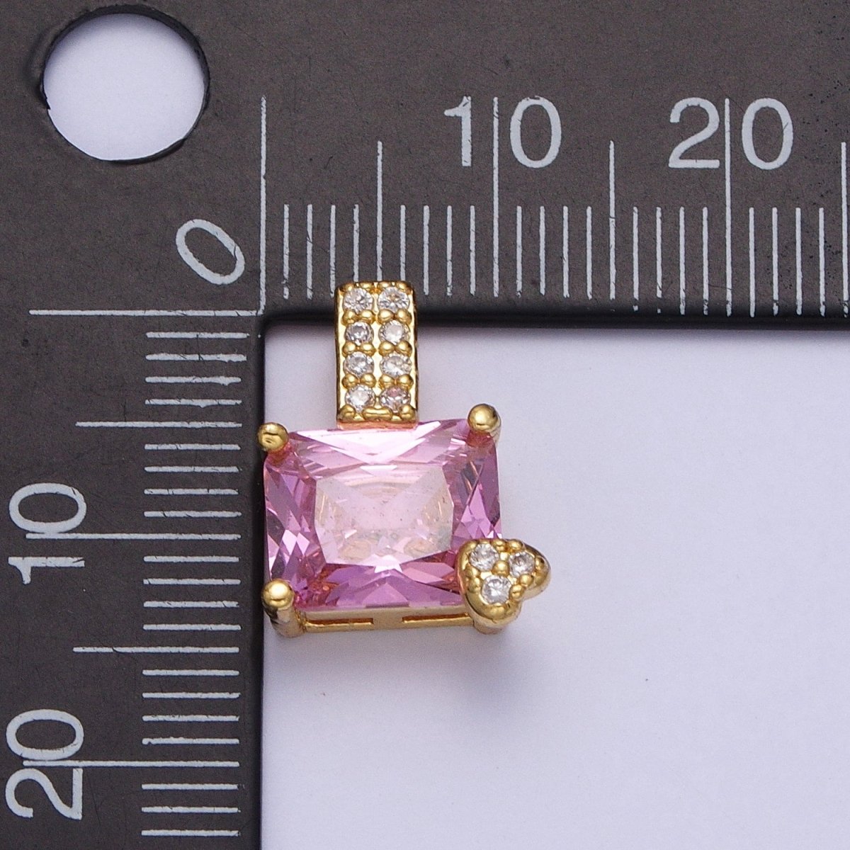 Pink / Clear Rectangle Cubic Zirconia Micro Paved CZ Heart Pendant H-923 H-930