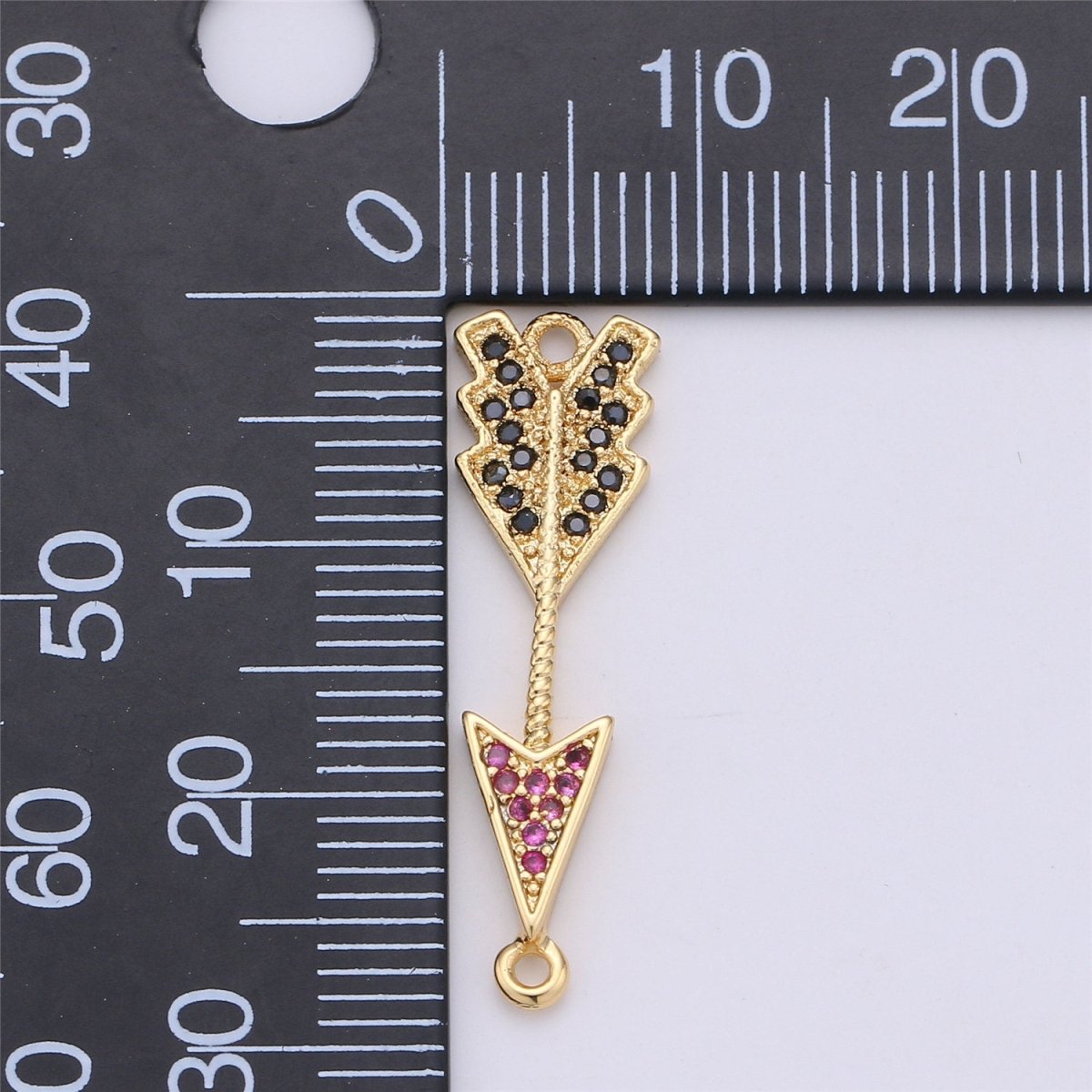 Pink Cubic Charm Connector Gold Arrow Bracelet Connector F-335