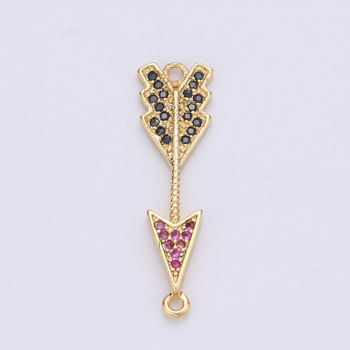 Pink Cubic Charm Connector Gold Arrow Bracelet Connector F-335