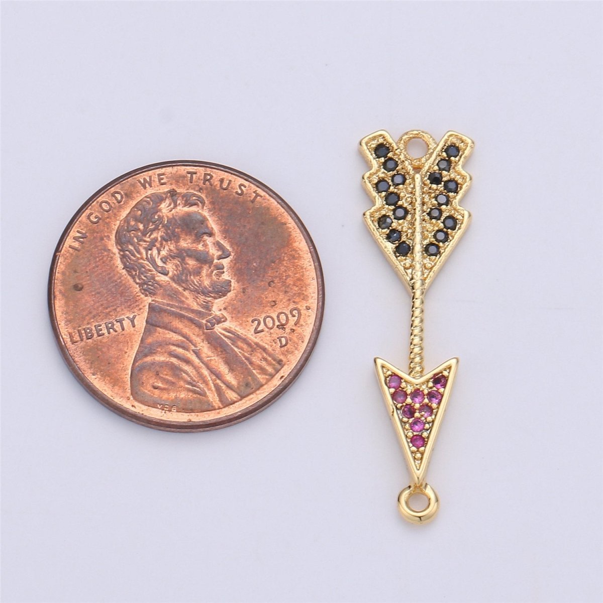 Pink Cubic Charm Connector Gold Arrow Bracelet Connector F-335