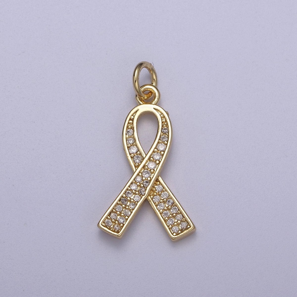 Pink Gold Filled Ribbon Charms, Breast Cancer Awareness, October Ribbon Pendant for Bracelet Earring Necklace N-312