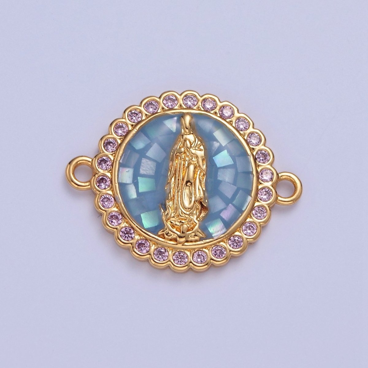Pink Lady Guadalupe Charm Connector Round Virgin Mary Link Connector F-651~F-654