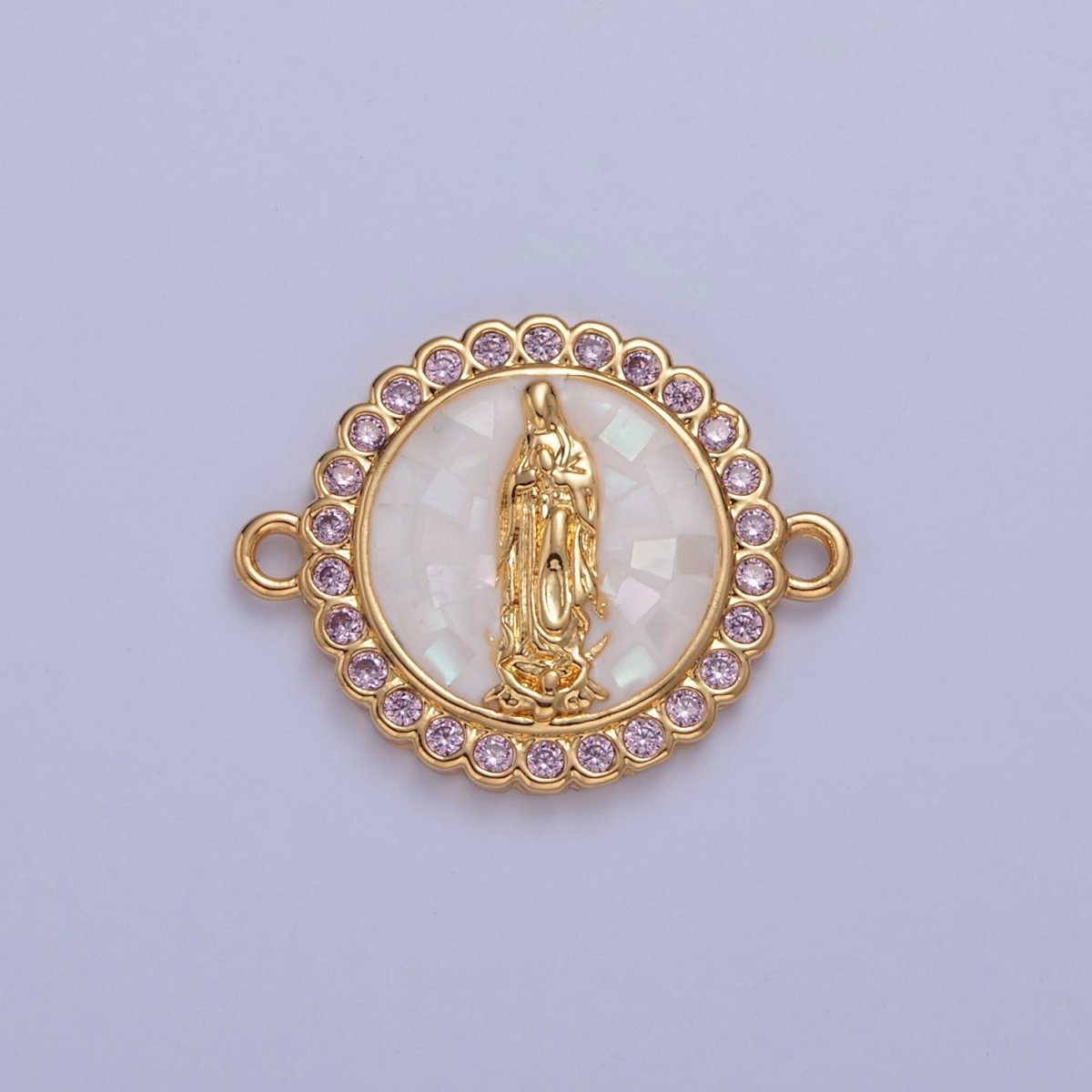 Pink Lady Guadalupe Charm Connector Round Virgin Mary Link Connector F-651~F-654