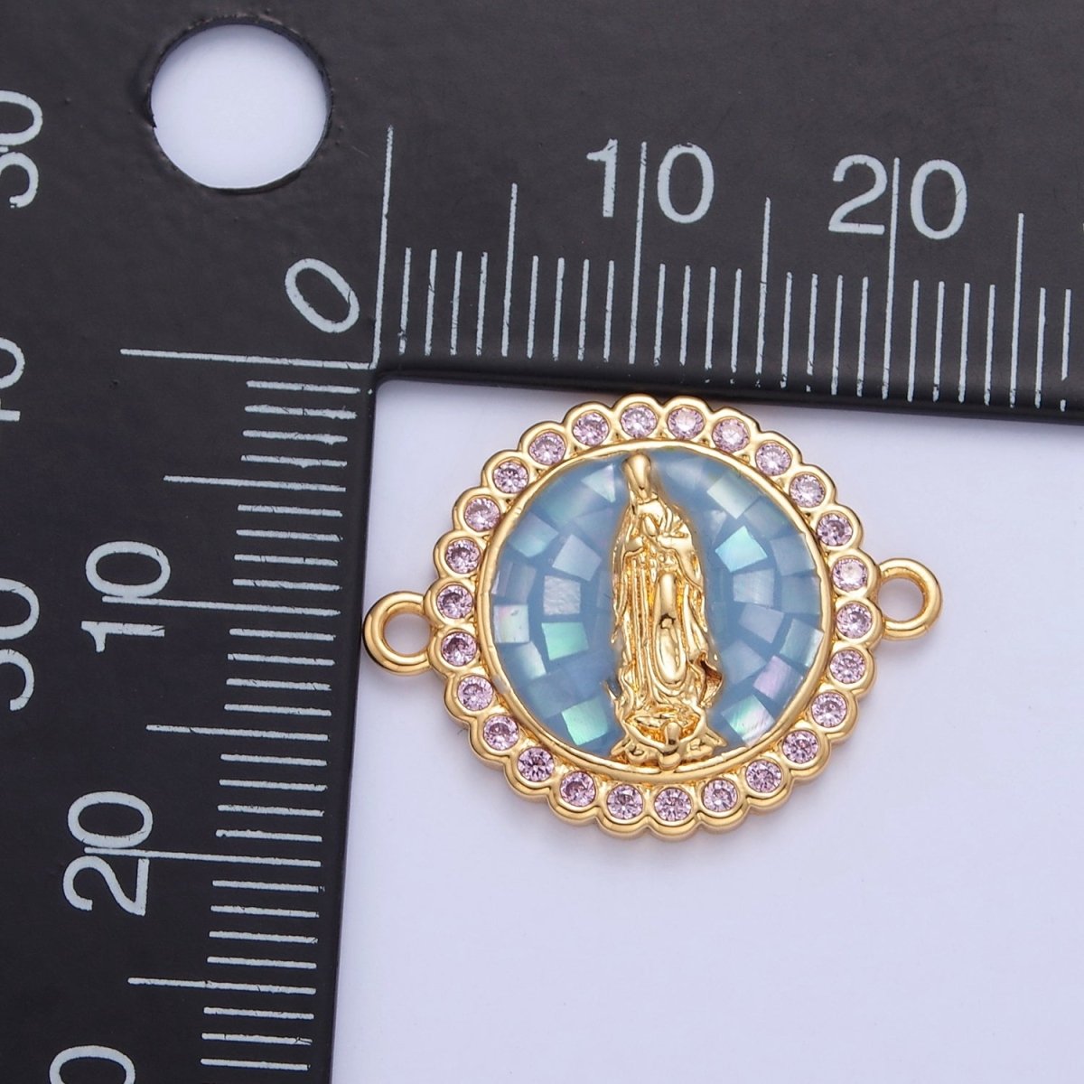 Pink Lady Guadalupe Charm Connector Round Virgin Mary Link Connector F-651~F-654