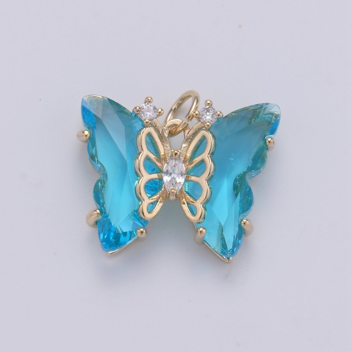 Pink Mariposa Butterfly Charm Acrylic Butterfly Charm Glass Pendant for Necklace Earring Bracelet Component in 14k Gold Filled Tarnish Free D-520 - D-524