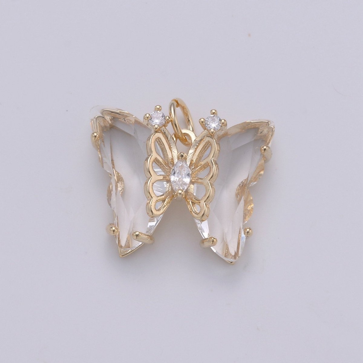 Pink Mariposa Butterfly Charm Acrylic Butterfly Charm Glass Pendant for Necklace Earring Bracelet Component in 14k Gold Filled Tarnish Free D-520 - D-524