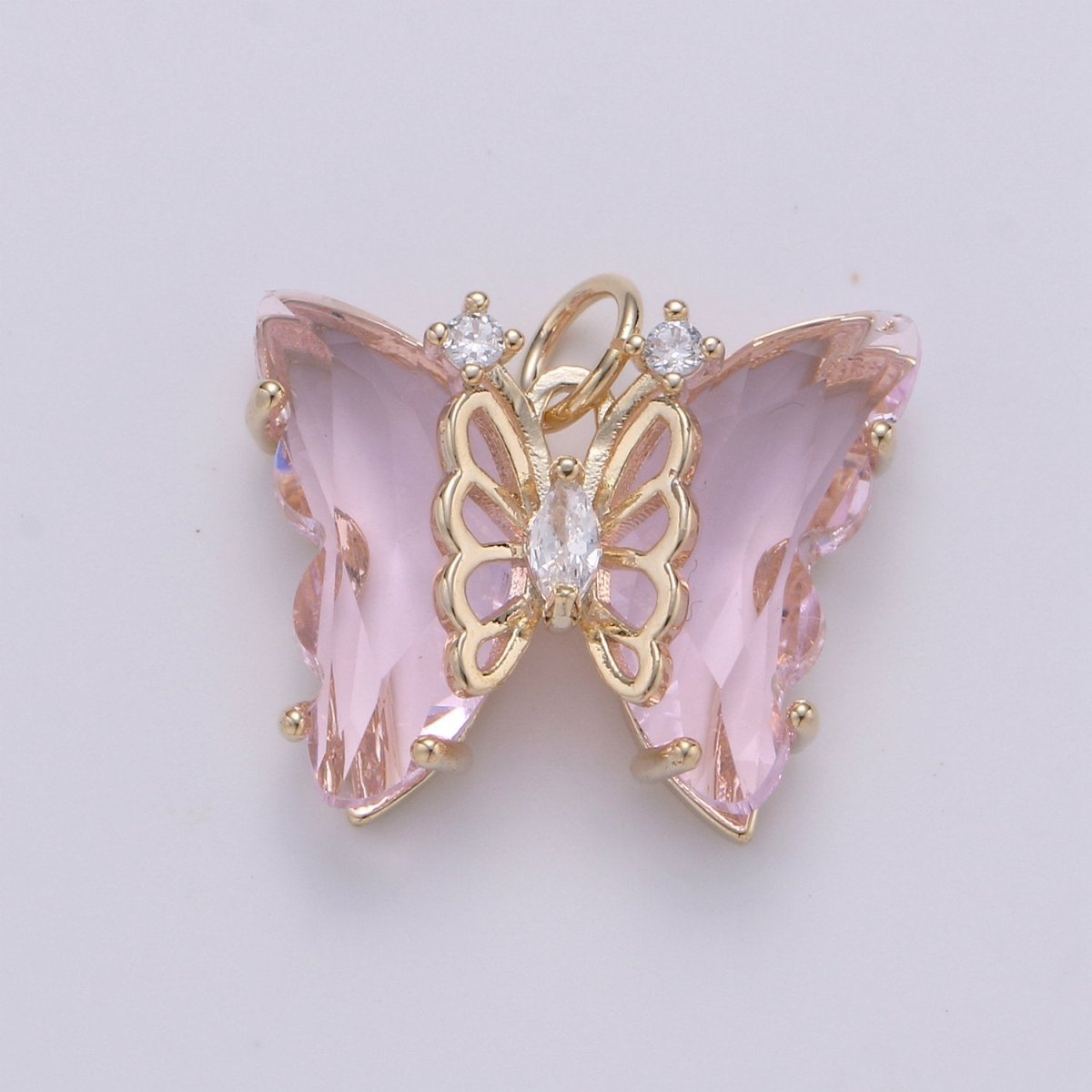 Pink Mariposa Butterfly Charm Acrylic Butterfly Charm Glass Pendant for Necklace Earring Bracelet Component in 14k Gold Filled Tarnish Free D-520 - D-524
