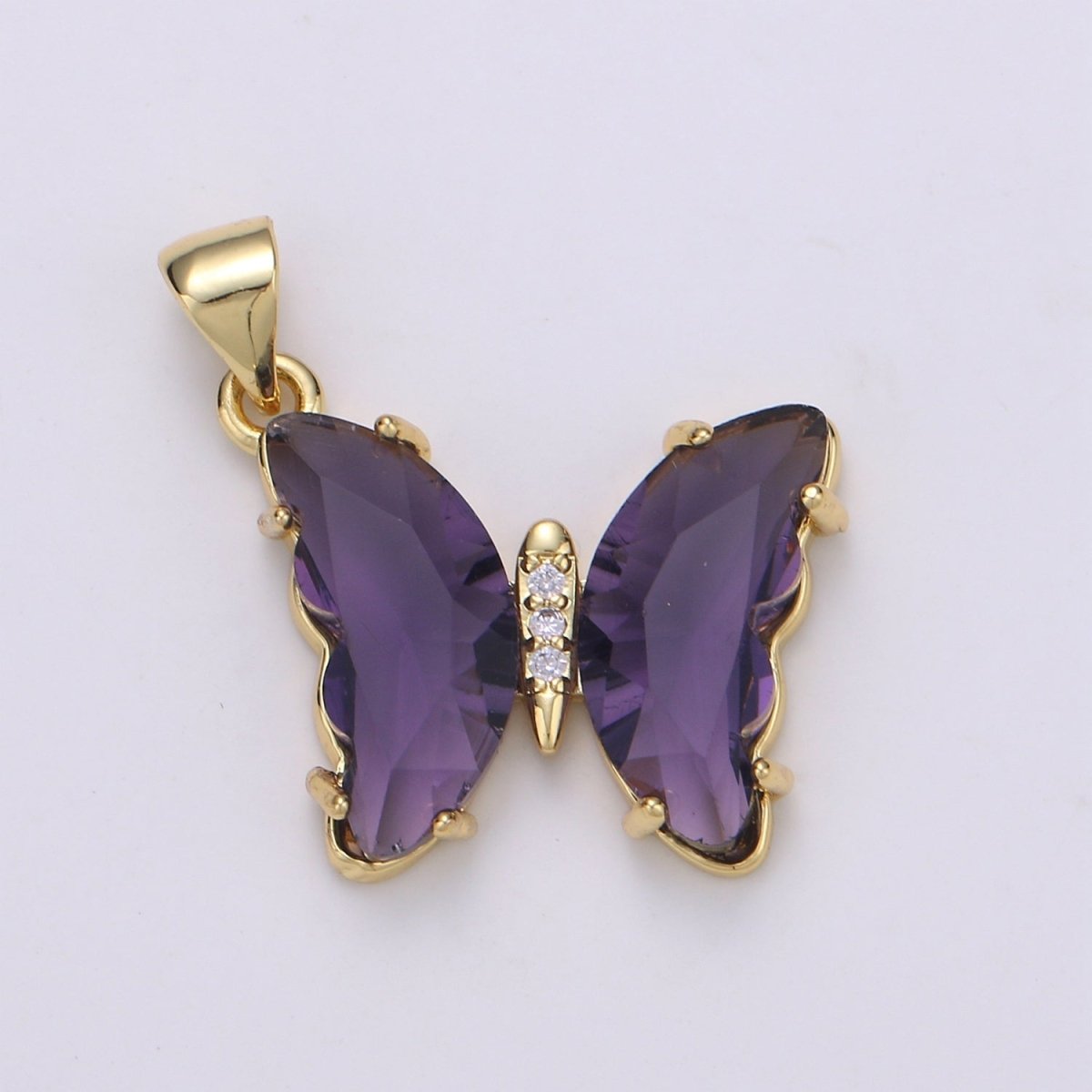 Pink Mariposa Butterfly Charm Acrylic Butterfly Charm Glass Pendant for Necklace Earring Bracelet Component in 24k Gold Filled Tarnish Free J-140, J142~J-146