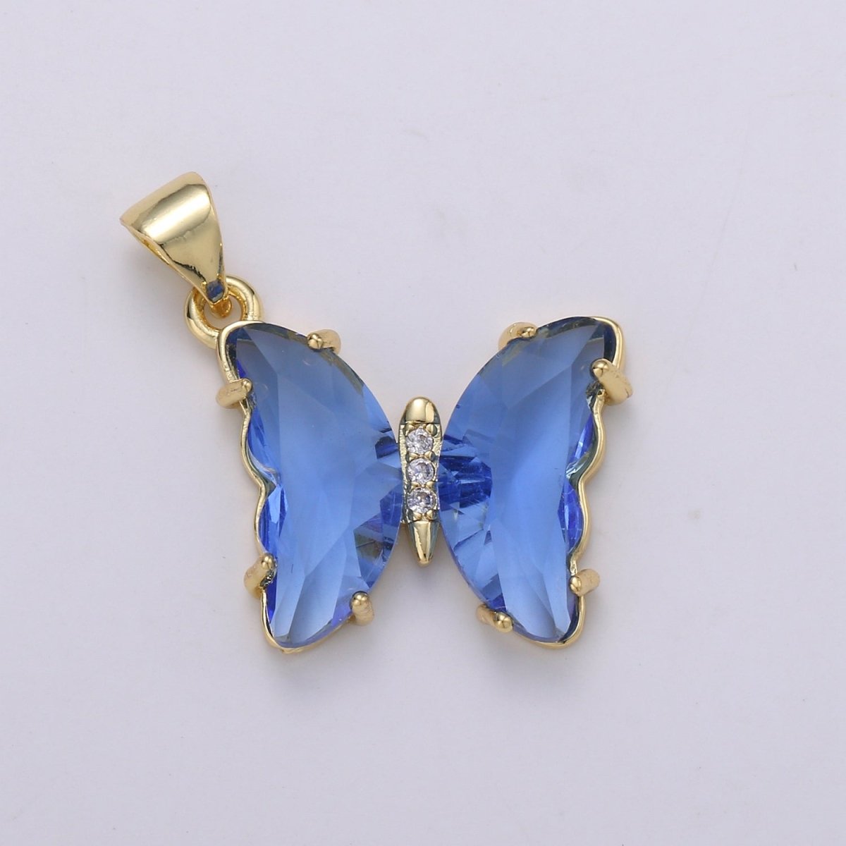 Pink Mariposa Butterfly Charm Acrylic Butterfly Charm Glass Pendant for Necklace Earring Bracelet Component in 24k Gold Filled Tarnish Free J-140, J142~J-146