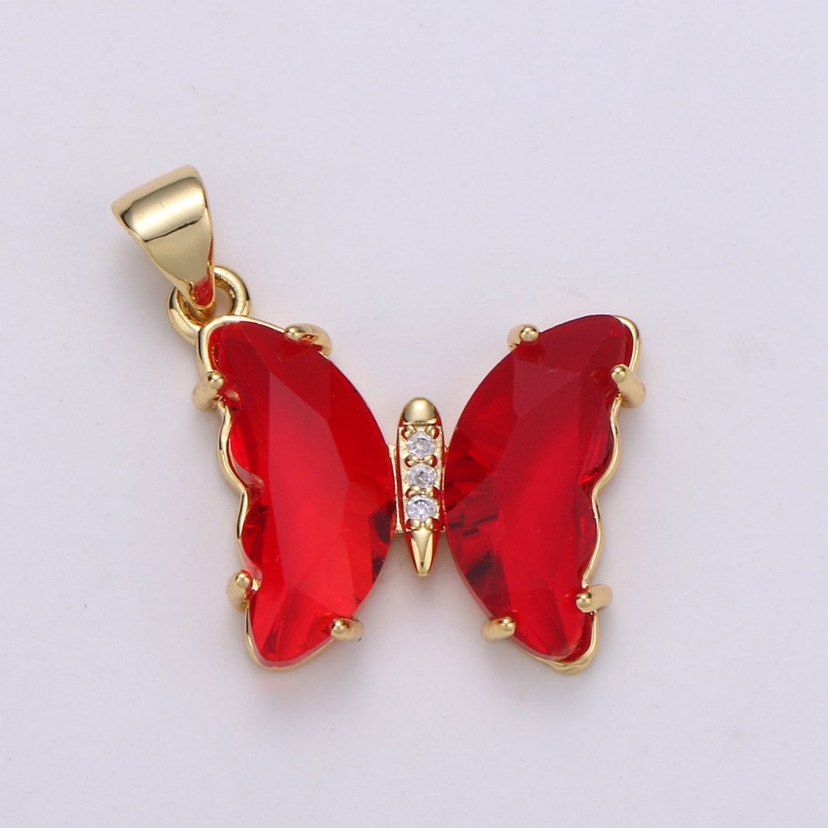 Pink Mariposa Butterfly Charm Acrylic Butterfly Charm Glass Pendant for Necklace Earring Bracelet Component in 24k Gold Filled Tarnish Free J-140, J142~J-146