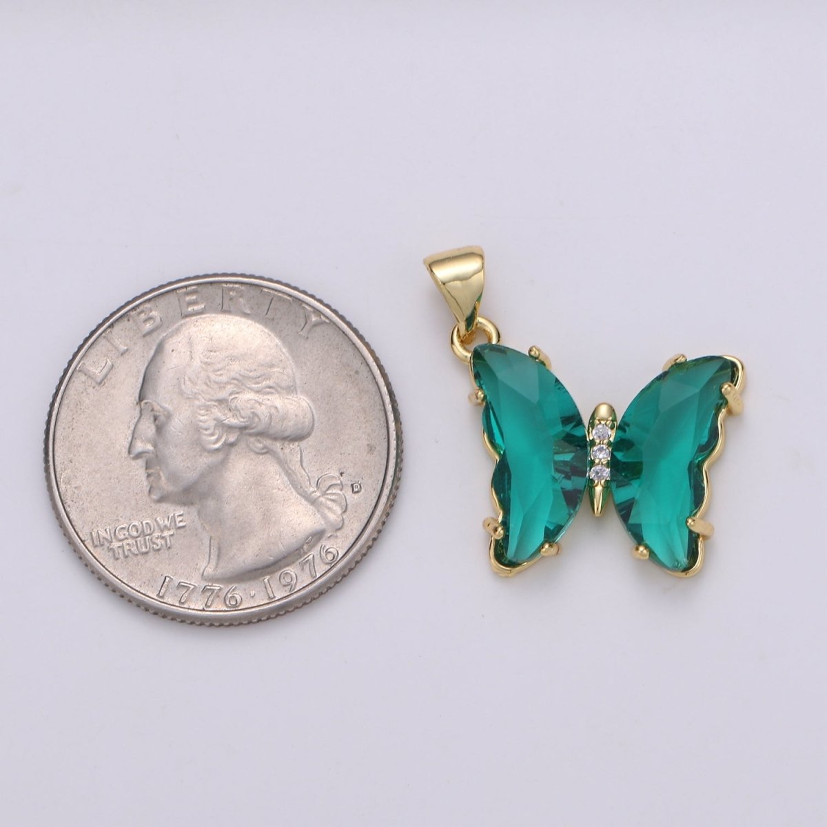 Pink Mariposa Butterfly Charm Acrylic Butterfly Charm Glass Pendant for Necklace Earring Bracelet Component in 24k Gold Filled Tarnish Free J-140, J142~J-146