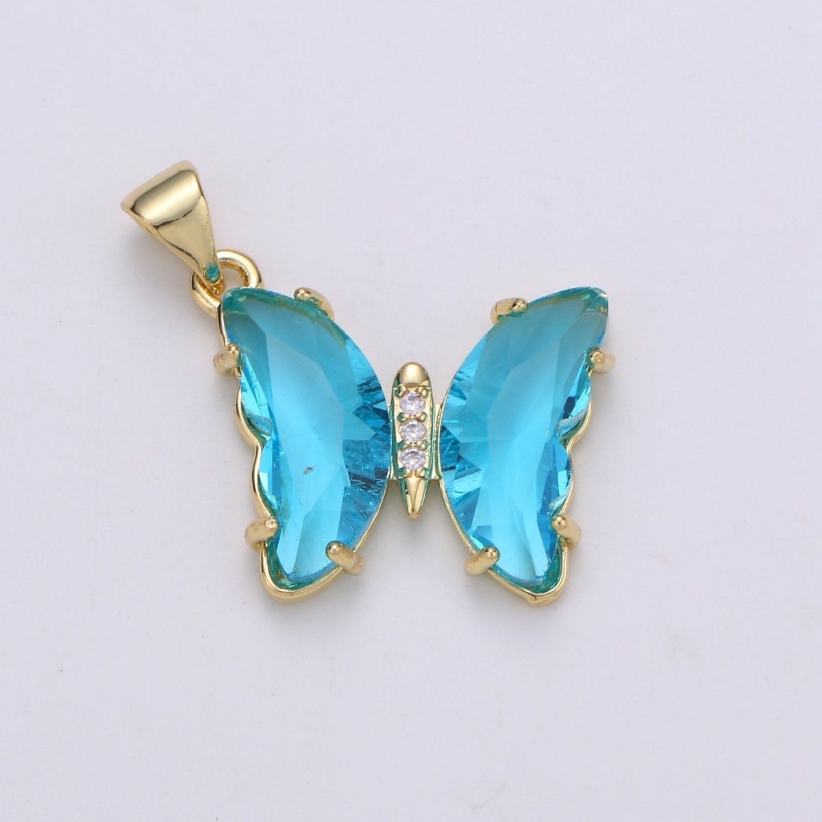 Pink Mariposa Butterfly Charm Acrylic Butterfly Charm Glass Pendant for Necklace Earring Bracelet Component in 24k Gold Filled Tarnish Free J-140, J142~J-146