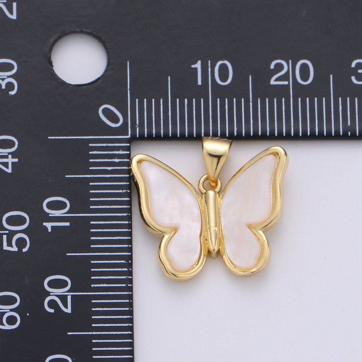Pink Mariposa Butterfly Charm Pearl Butterfly Charm Acrylic Pendant for Necklace Earring Bracelet Component in Real Gold Plated Tarnish Free I-762~I-764