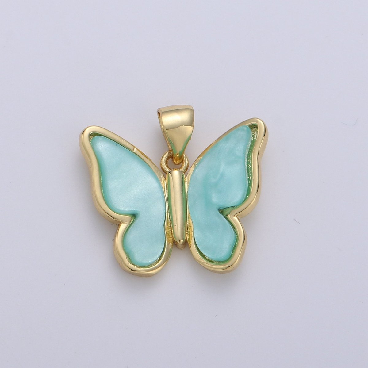 Pink Mariposa Butterfly Charm Pearl Butterfly Charm Acrylic Pendant for Necklace Earring Bracelet Component in Real Gold Plated Tarnish Free I-762~I-764