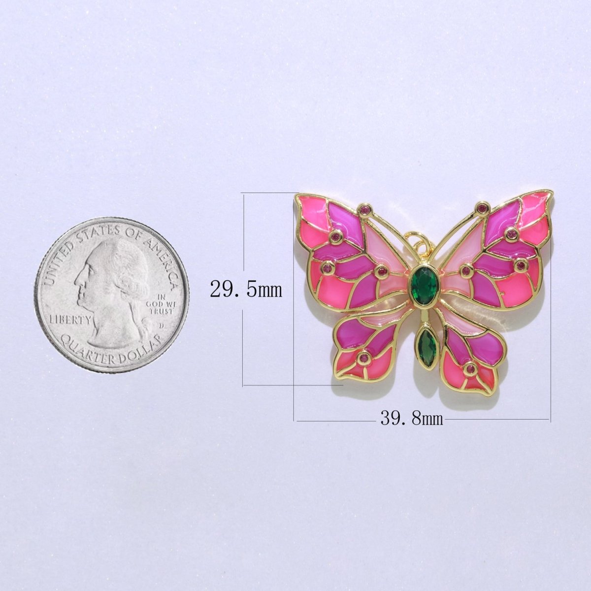 Pink Purple Glass Butterfly Colorful Mariposa Monarch Pendant Charm E-910 E-911