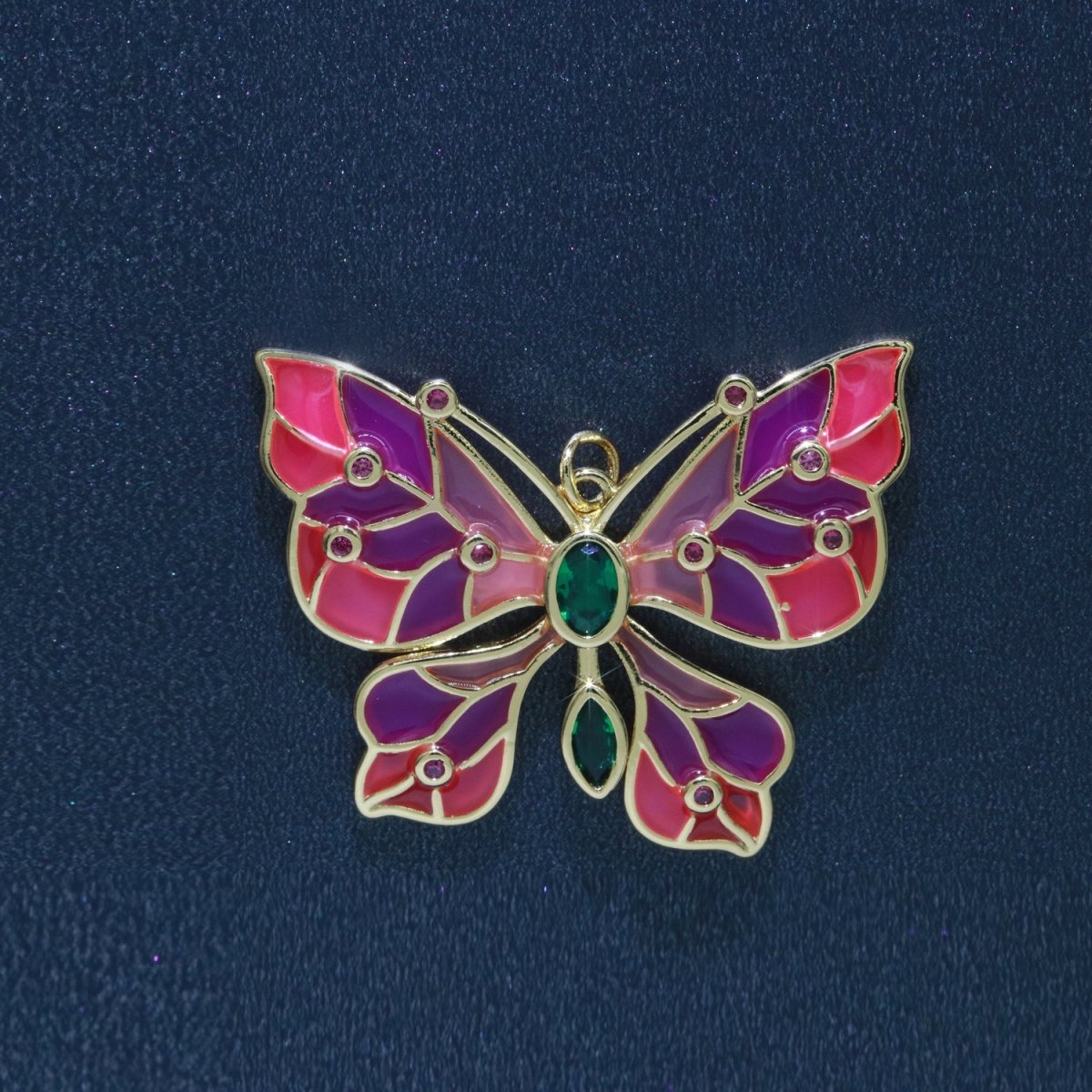 Pink Purple Glass Butterfly Colorful Mariposa Monarch Pendant Charm E-910 E-911