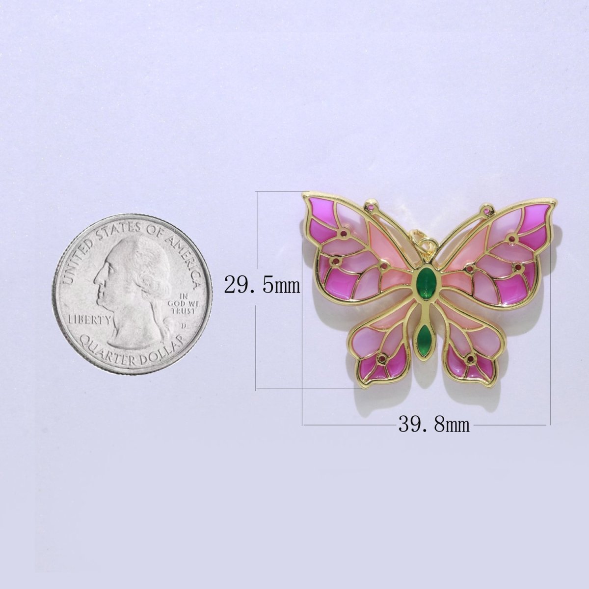 Pink Purple Glass Butterfly Colorful Mariposa Monarch Pendant Charm E-910 E-911