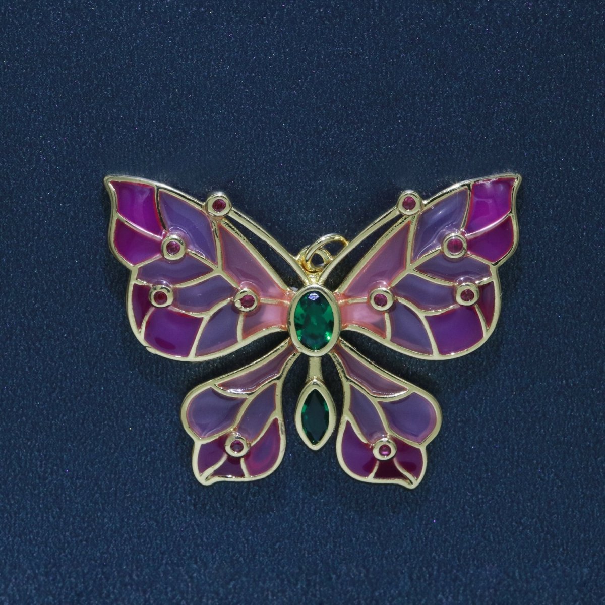 Pink Purple Glass Butterfly Colorful Mariposa Monarch Pendant Charm E-910 E-911