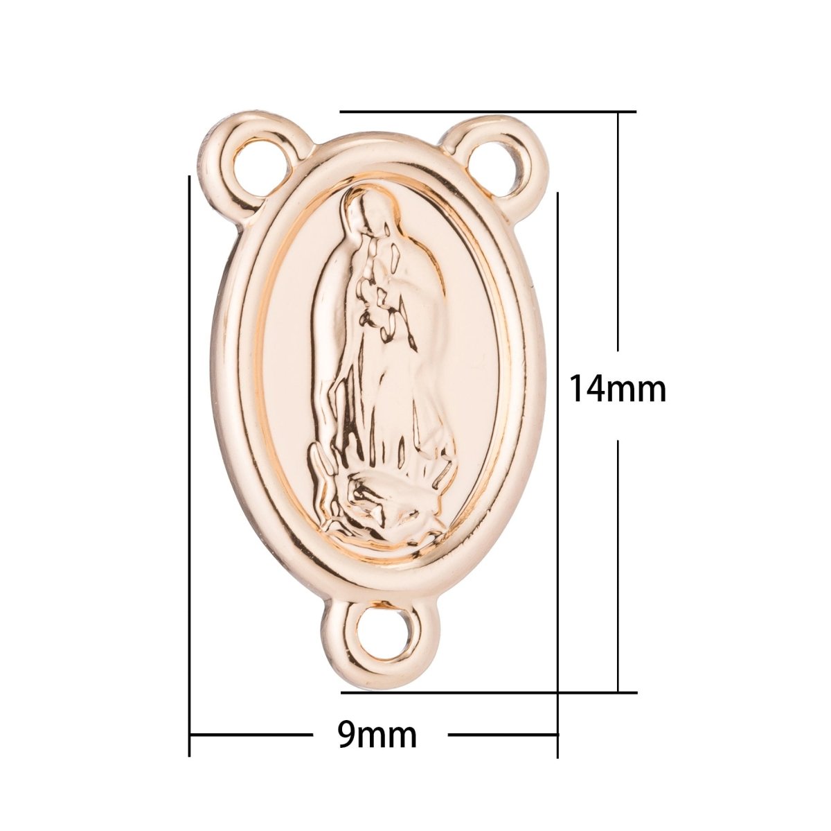 Pinky Gold Rosary Center Metal Parts, Immaculate Heart Mary, Rosary Making Supply, Necklace Pendant, Findings for Jewelry Making F-198 - DLUXCA