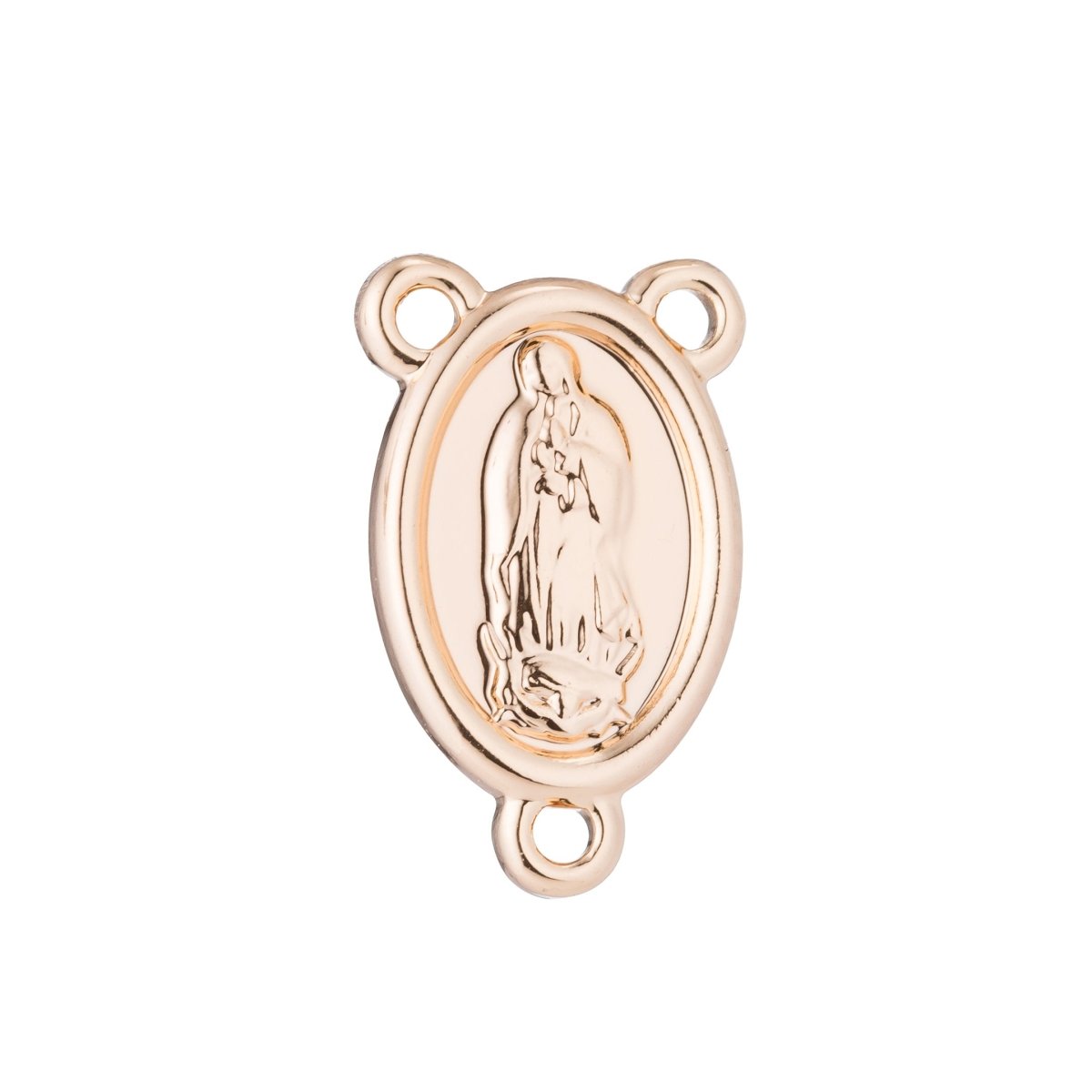Pinky Gold Rosary Center Metal Parts, Immaculate Heart Mary, Rosary Making Supply, Necklace Pendant, Findings for Jewelry Making F-198 - DLUXCA