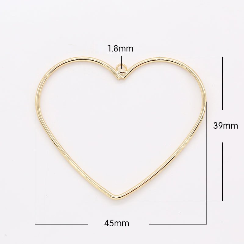 Plain Gold Full Heart Charm, Golden Plain Geometric Love Heart Shape Charm Pendant GP-183