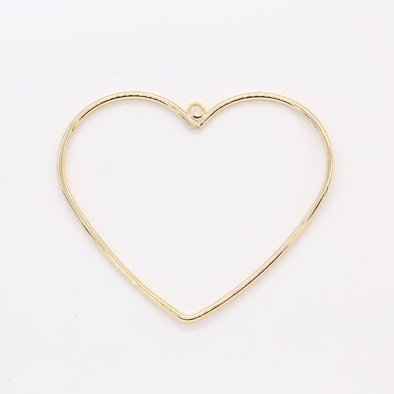 Plain Gold Full Heart Charm, Golden Plain Geometric Love Heart Shape Charm Pendant GP-183