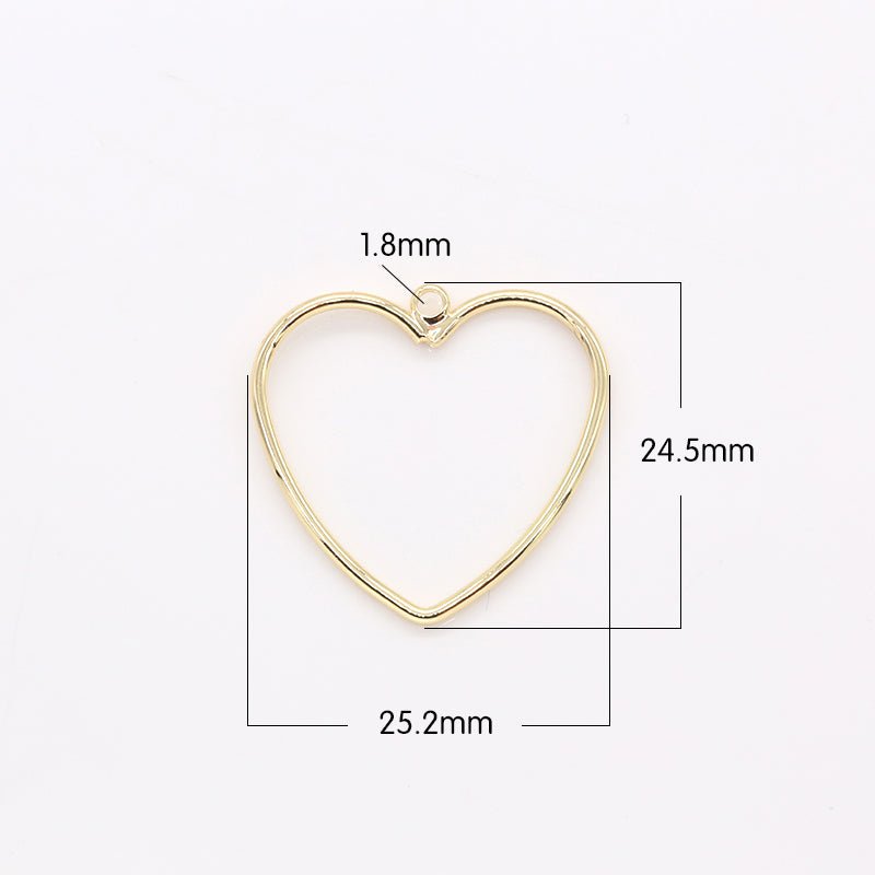 Plain Gold Mini Full Heart Charm, Golden Plain Geometric Small Love Heart Shape Charm Pendant GP-188 - DLUXCA
