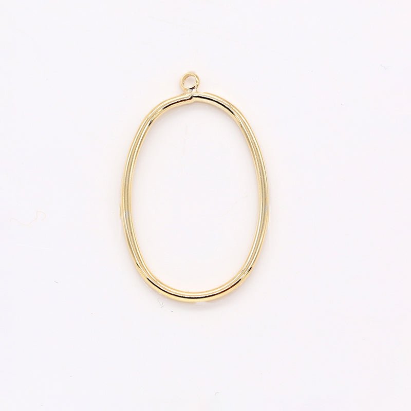 Plain Gold Oval Charm Golden Geometric Oval Shape Charm Pendant GP-195