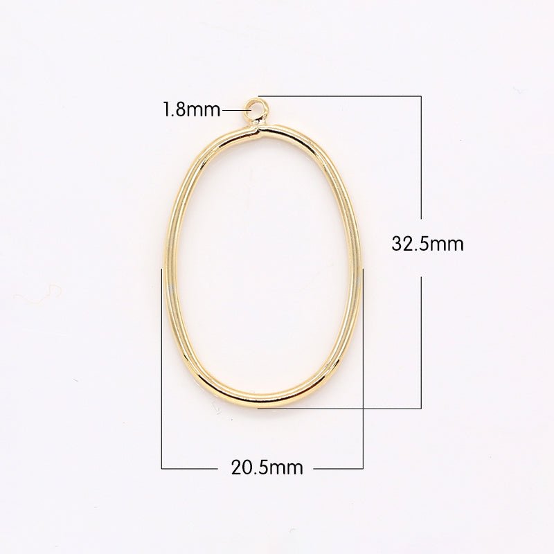 Plain Gold Oval Charm Golden Geometric Oval Shape Charm Pendant GP-195