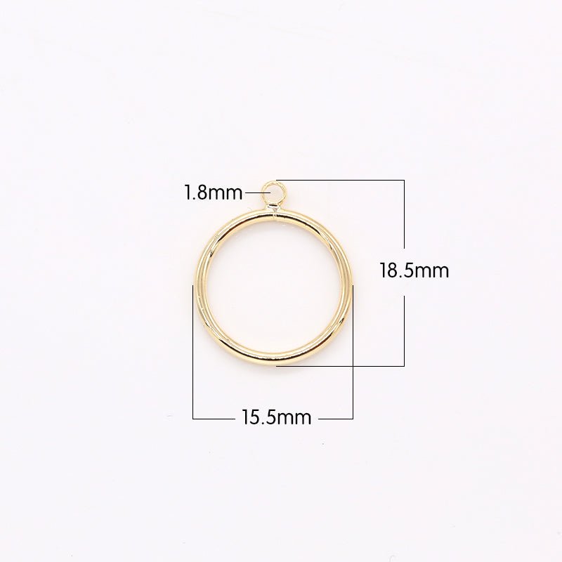 Plain Gold Small Round Circle Ring Charm, Golden Dainty Geometric Shape Charm Pendant GP-185