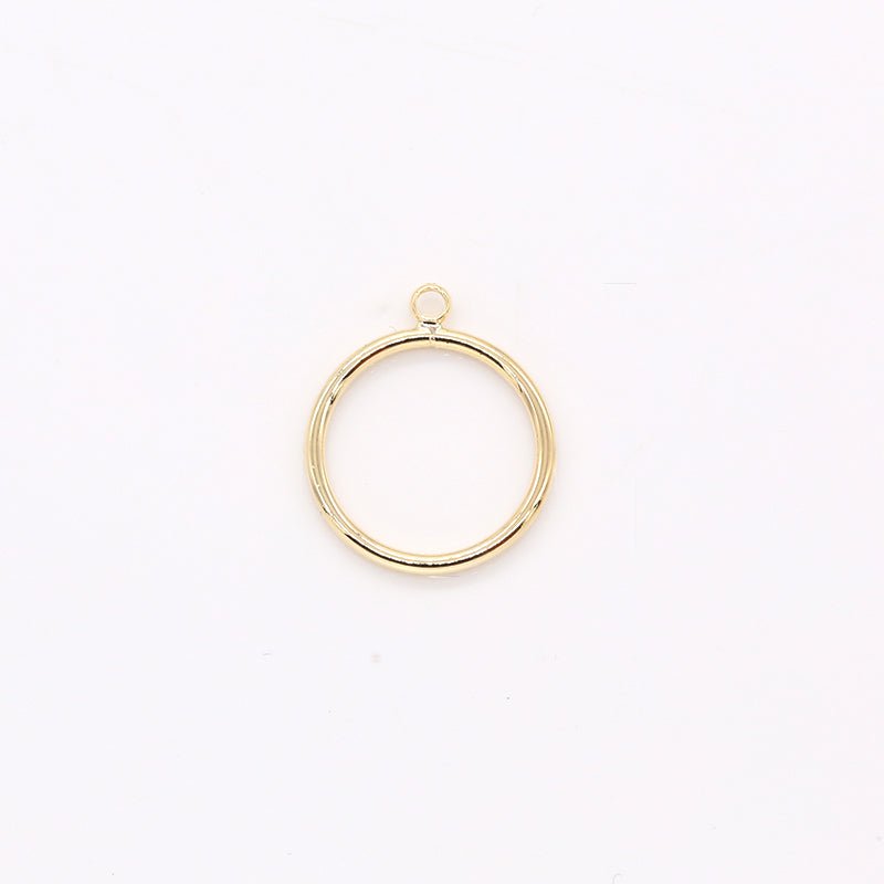 Plain Gold Small Round Circle Ring Charm, Golden Dainty Geometric Shape Charm Pendant GP-185
