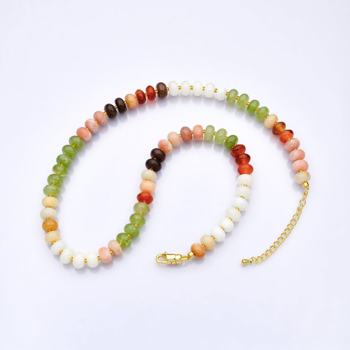PRE - ORDER | 5 PCS 14K Gold Filled Earth Tone Gradient Gemstone 18 Inch Necklace | ETA 2 Weeks - DLUXCA