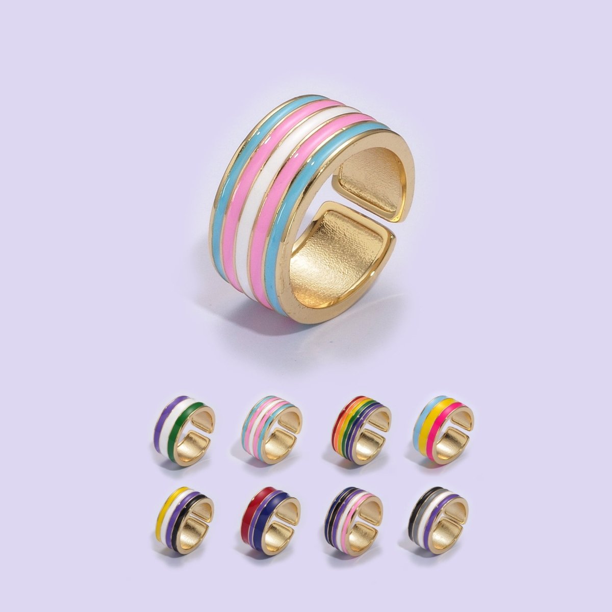 Pride Flag Rings LGBTQ Ring Gold Filled Open Adjustable Stackable Ring Trans Gay Pansexual Nonbinary Non Binary Bisexual Genderfluid Asexual Genderqueer U-061~U-068