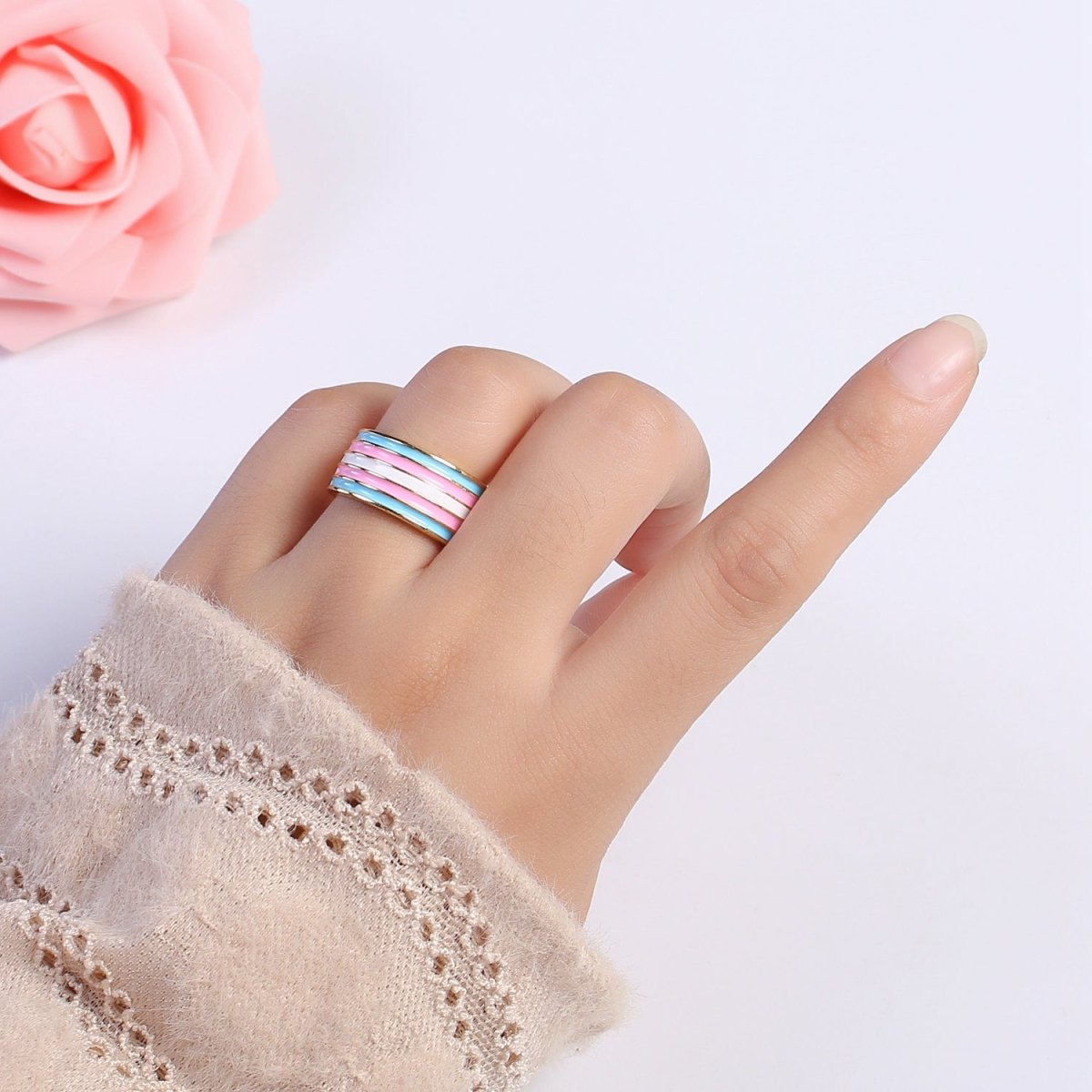 Pride Flag Rings LGBTQ Ring Gold Filled Open Adjustable Stackable Ring Trans Gay Pansexual Nonbinary Non Binary Bisexual Genderfluid Asexual Genderqueer U-061~U-068