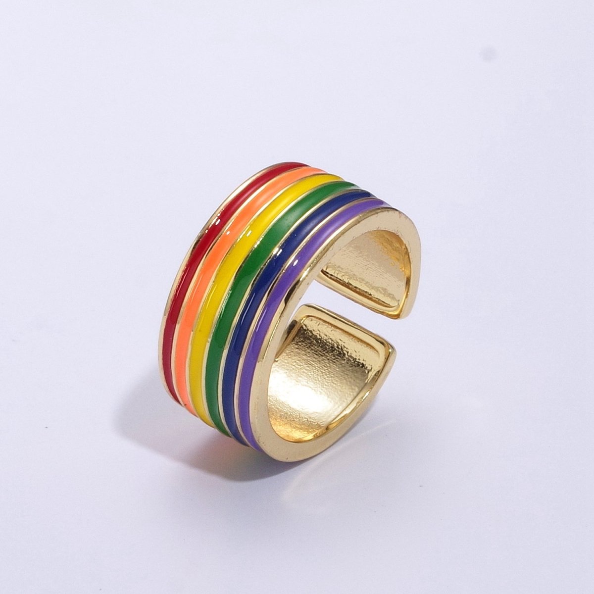 Pride Flag Rings LGBTQ Ring Gold Filled Open Adjustable Stackable Ring Trans Gay Pansexual Nonbinary Non Binary Bisexual Genderfluid Asexual Genderqueer U-061~U-068