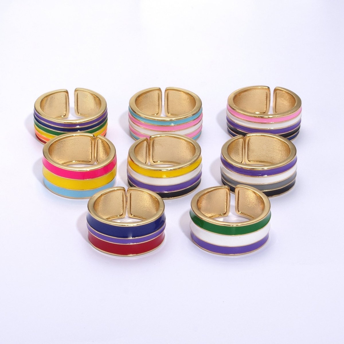Pride Flag Rings LGBTQ Ring Gold Filled Open Adjustable Stackable Ring Trans Gay Pansexual Nonbinary Non Binary Bisexual Genderfluid Asexual Genderqueer U-061~U-068