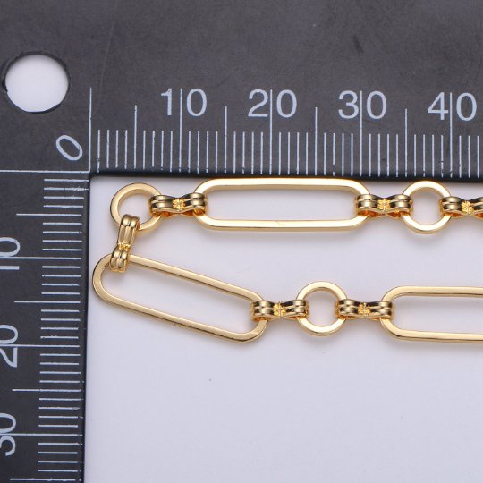 Products 24K Gold Filled Rolo Infinity Long and Short Chain by Yard, Link Cable Elongated Chain, Wholesale Roll Chain, Unique Chain | ROLL-372 Clearance Pricing