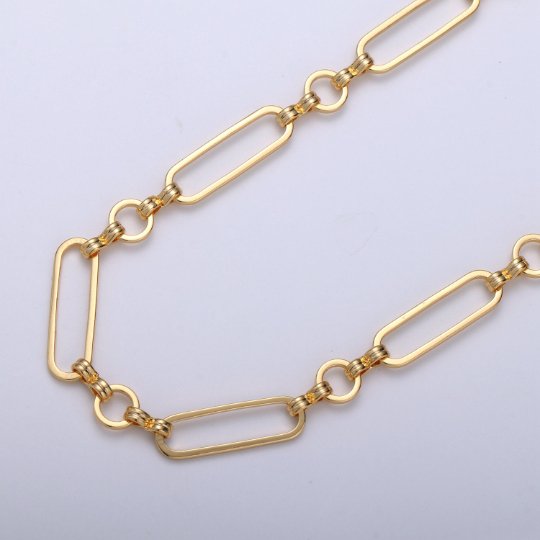 Products 24K Gold Filled Rolo Infinity Long and Short Chain by Yard, Link Cable Elongated Chain, Wholesale Roll Chain, Unique Chain | ROLL-372 Clearance Pricing