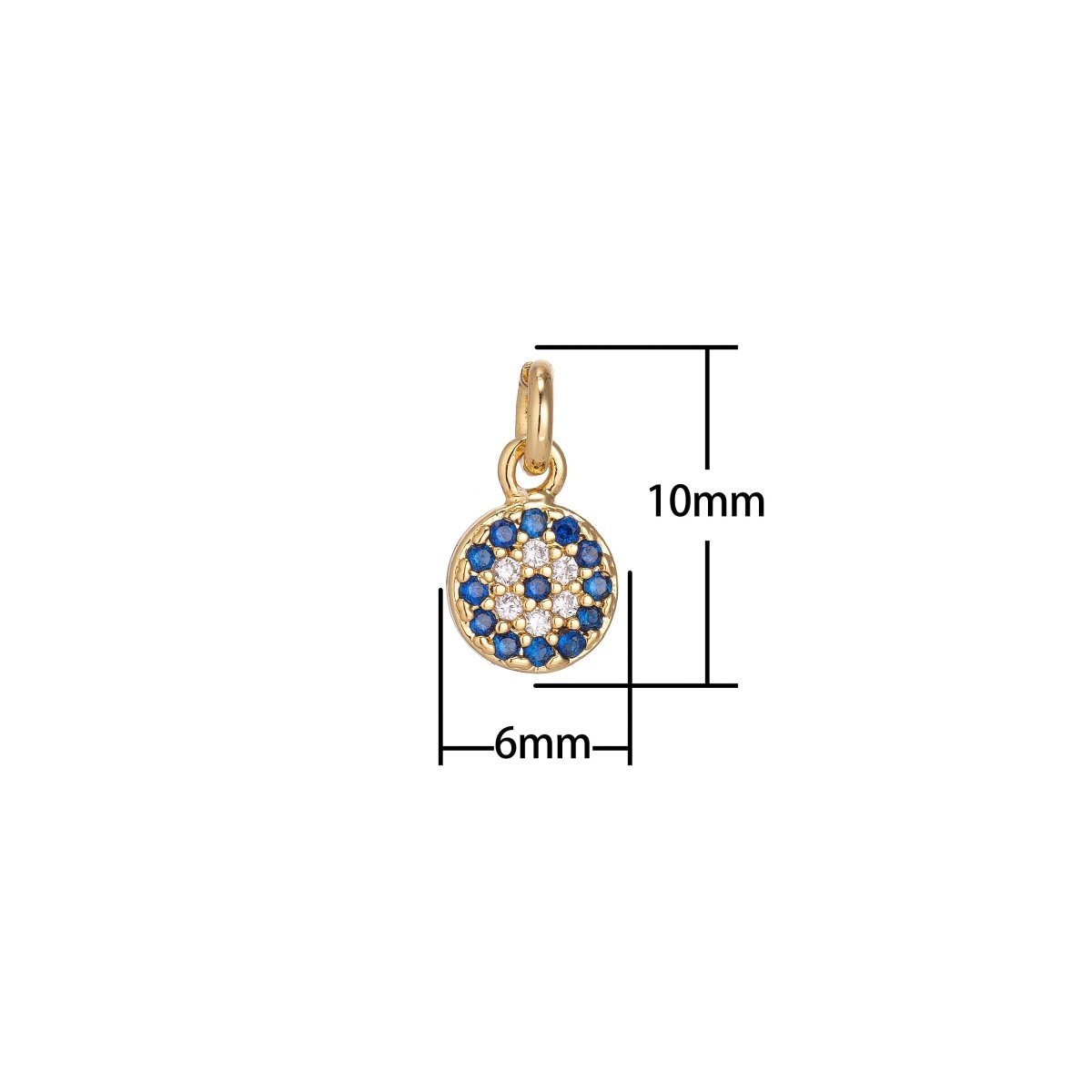 Products Dainty Tiny 18k Gold Fill / White Gold Coin Round Charm Pave CZ Cubic Zirconia pendant for Earring, Necklace, Bracelet Jewelry Making Supply C-160
