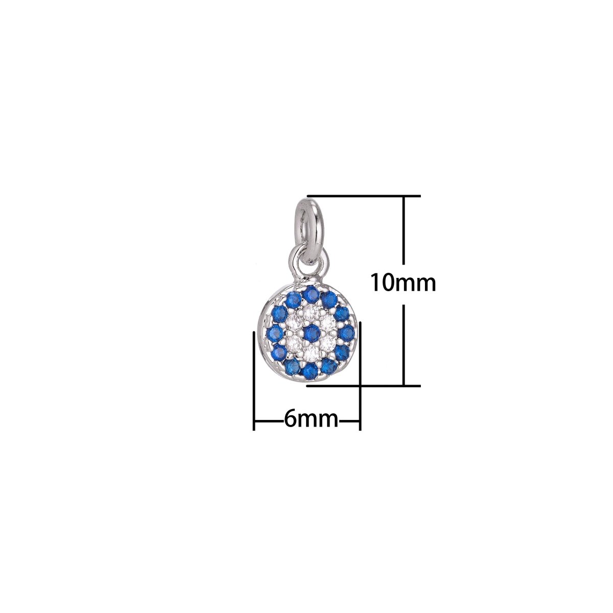 Products Dainty Tiny 18k Gold Fill / White Gold Coin Round Charm Pave CZ Cubic Zirconia pendant for Earring, Necklace, Bracelet Jewelry Making Supply C-160