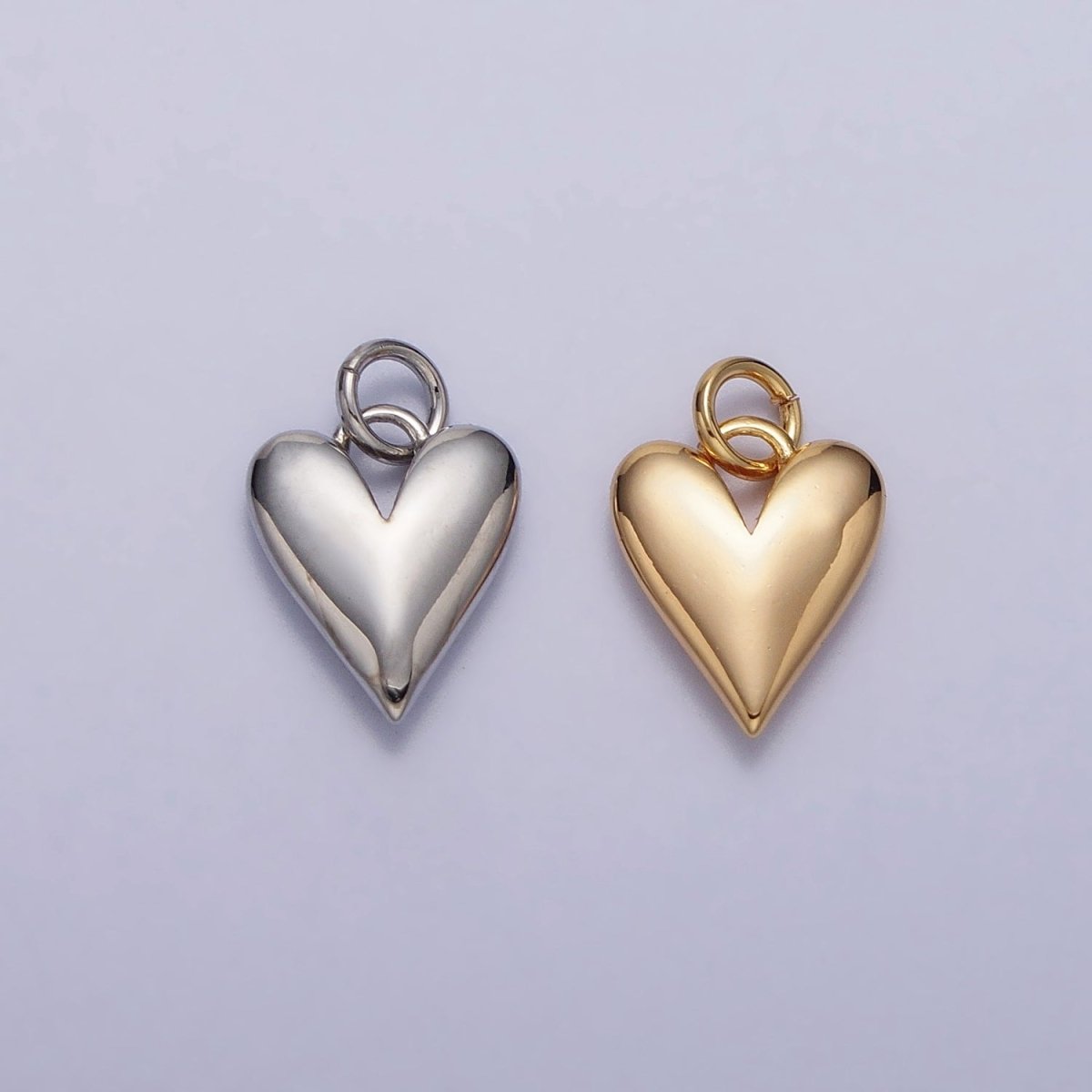 Puffed Heart Minimalist Valentine Add-On Charm in Gold & Silver | AC-305 AC-306