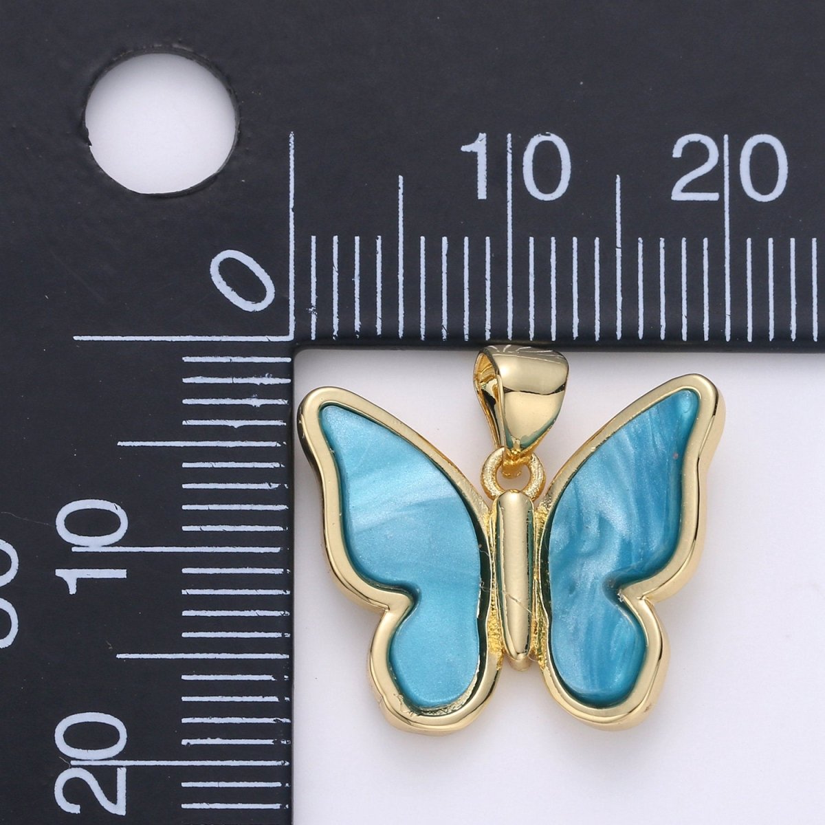 Purple Mariposa Butterfly Charm Pearl Butterfly Charm Acrylic Pendant for Necklace Earring Bracelet Component Real Gold Plated Tarnish Free I-849~I-851