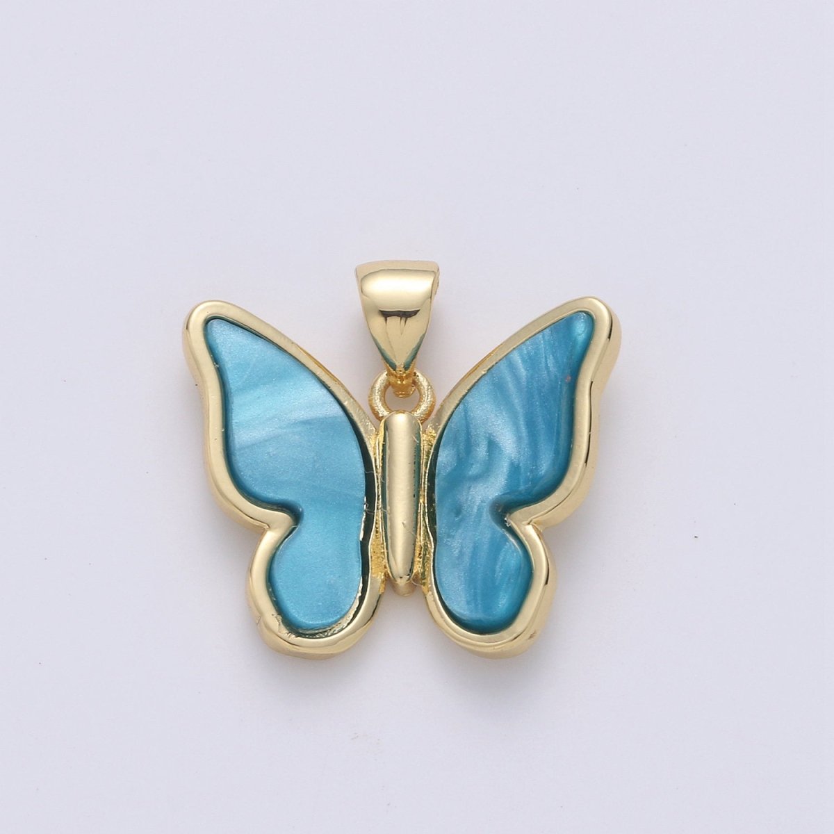 Purple Mariposa Butterfly Charm Pearl Butterfly Charm Acrylic Pendant for Necklace Earring Bracelet Component Real Gold Plated Tarnish Free I-849~I-851