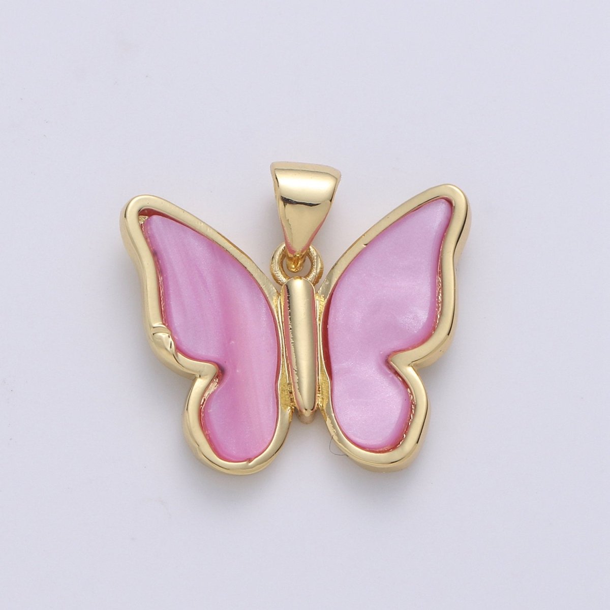 Purple Mariposa Butterfly Charm Pearl Butterfly Charm Acrylic Pendant for Necklace Earring Bracelet Component Real Gold Plated Tarnish Free I-849~I-851