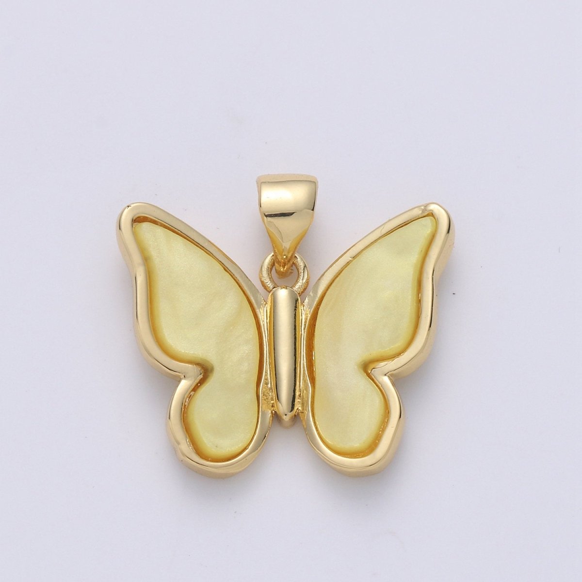 Purple Mariposa Butterfly Charm Pearl Butterfly Charm Acrylic Pendant for Necklace Earring Bracelet Component Real Gold Plated Tarnish Free I-849~I-851