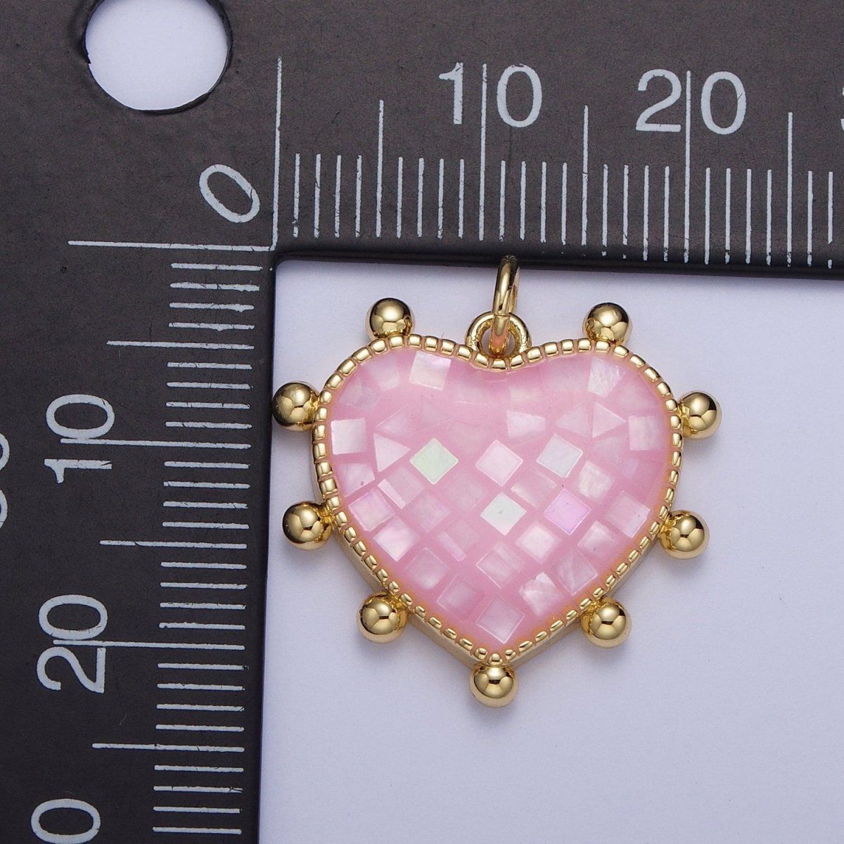 Purple, White, Pink, Teal, Green, Blue Shell Opal Beaded Heart Love Charm For Jewelry Making AG062 - AG067