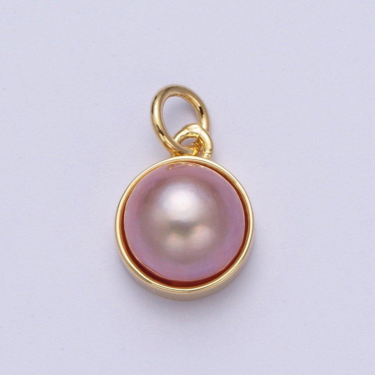Purple White Round Pearl Gold Charm Jewelry Making Supply | X-751 X-752
