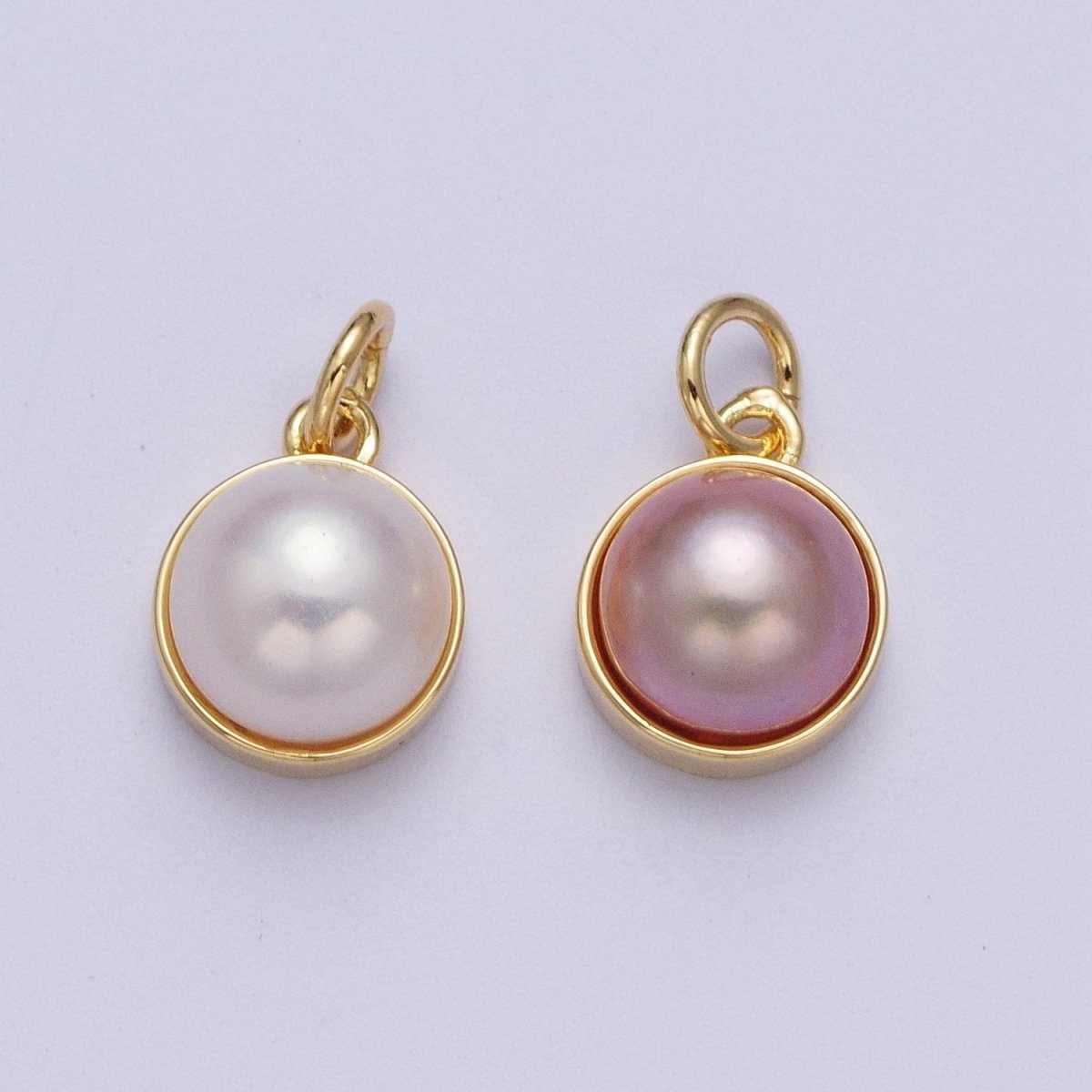 Purple White Round Pearl Gold Charm Jewelry Making Supply | X-751 X-752