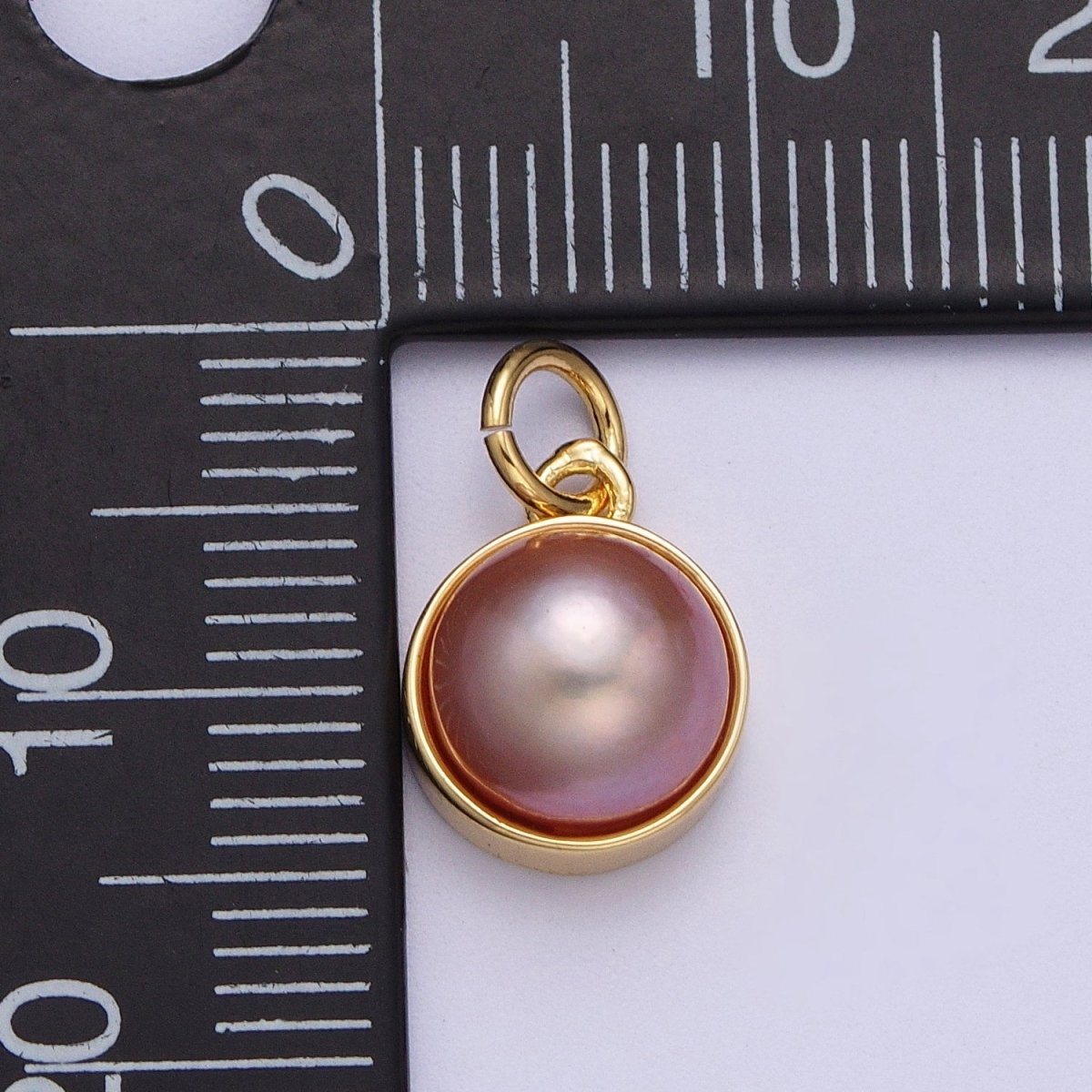 Purple White Round Pearl Gold Charm Jewelry Making Supply | X-751 X-752