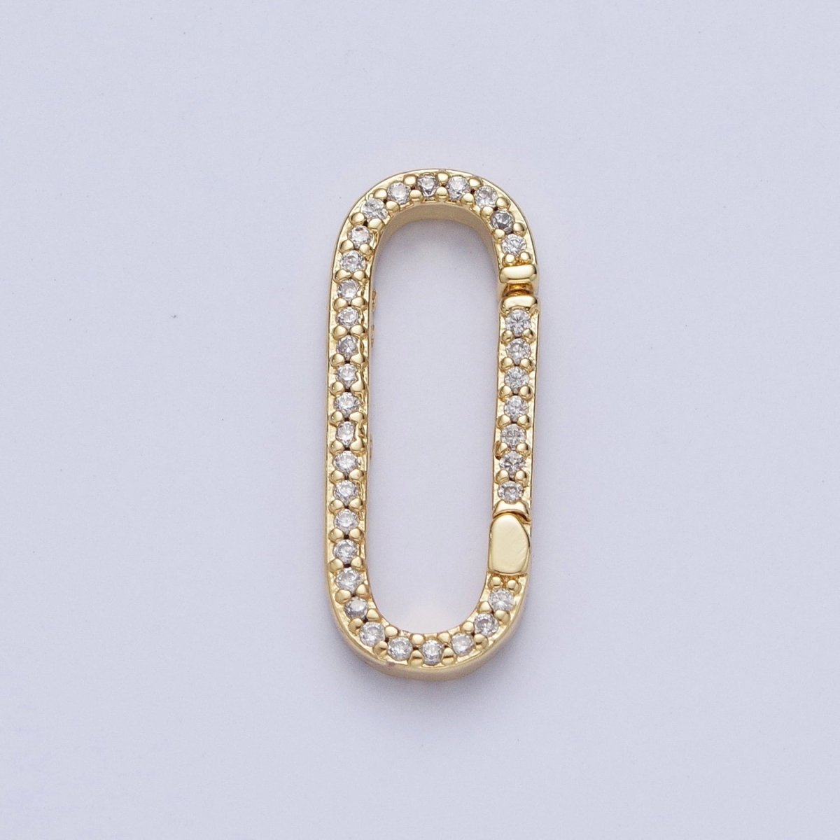 Push Gate Ring Gold Filled Micro Pace CZ Long Oval Spring Gate Clasps For DIY Jewelry Making in Gold, Silver, Rose Gold, Black L-854 L-855 L-856 L-857